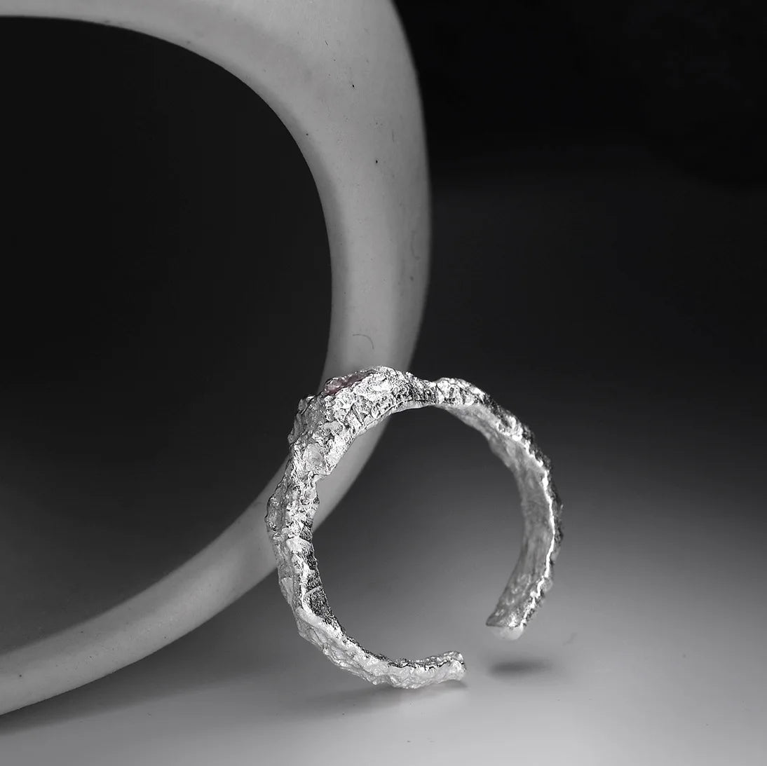 Crimson Frost Silver Ring