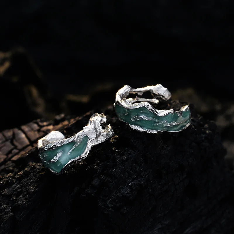 Emerald Turqois Ear Clips