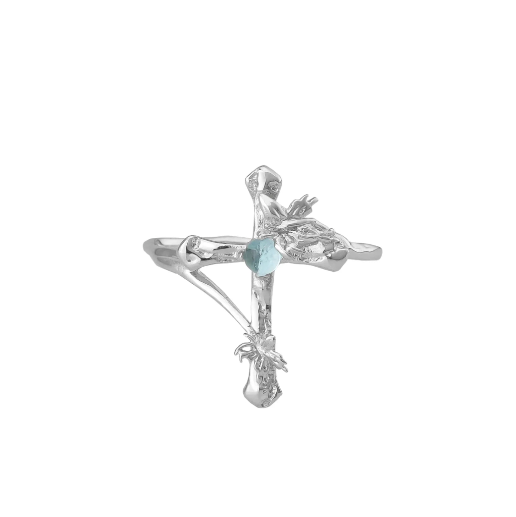 Midnight Groove Branch Cross Ring