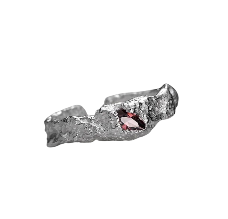 Crimson Frost Silver Ring