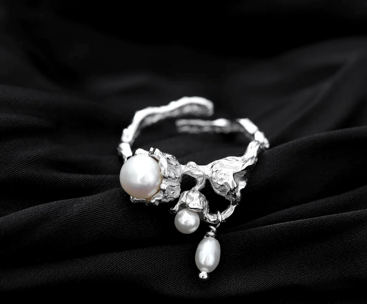 Moonlit Tide Pearl Ring